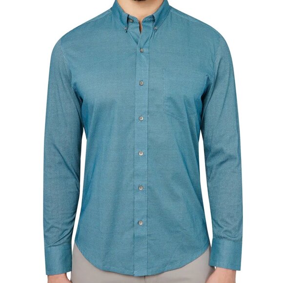 W.R.K Reworked Teal Motif Rework Print Long Sleeve Shirt - Picture 1 of 2